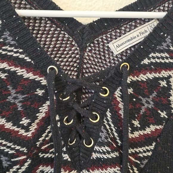 - Abercrombie And Fitch Tie Up V-neck Sweater Size x Small - Picture 2 of 8